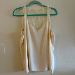 Loft Cream Lace Trim Cami Top- L